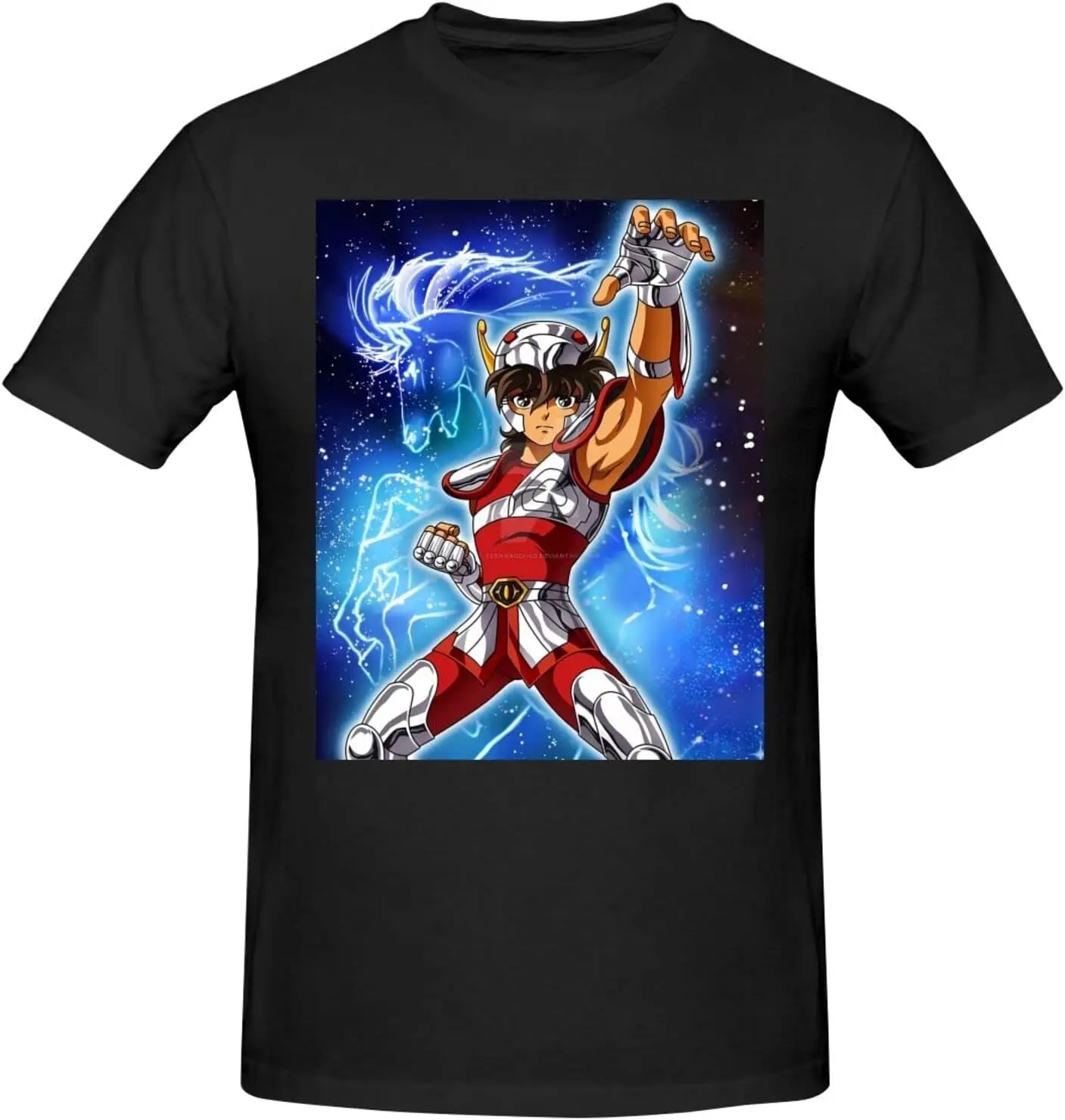 Saint Seiya Shirt Men's Personalised Crew Neck Short Sleeve T Shirt Cool Casual Tops Deep Heather