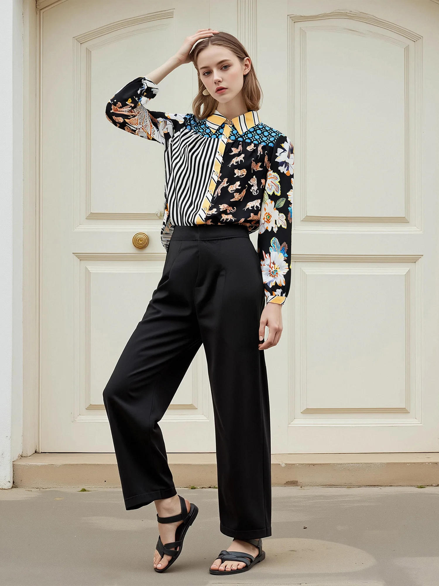 

Women Button down Shirt Casual Fashion Print Long Sleeve Blouse Tops for Streetwear Aesthetic Clothes