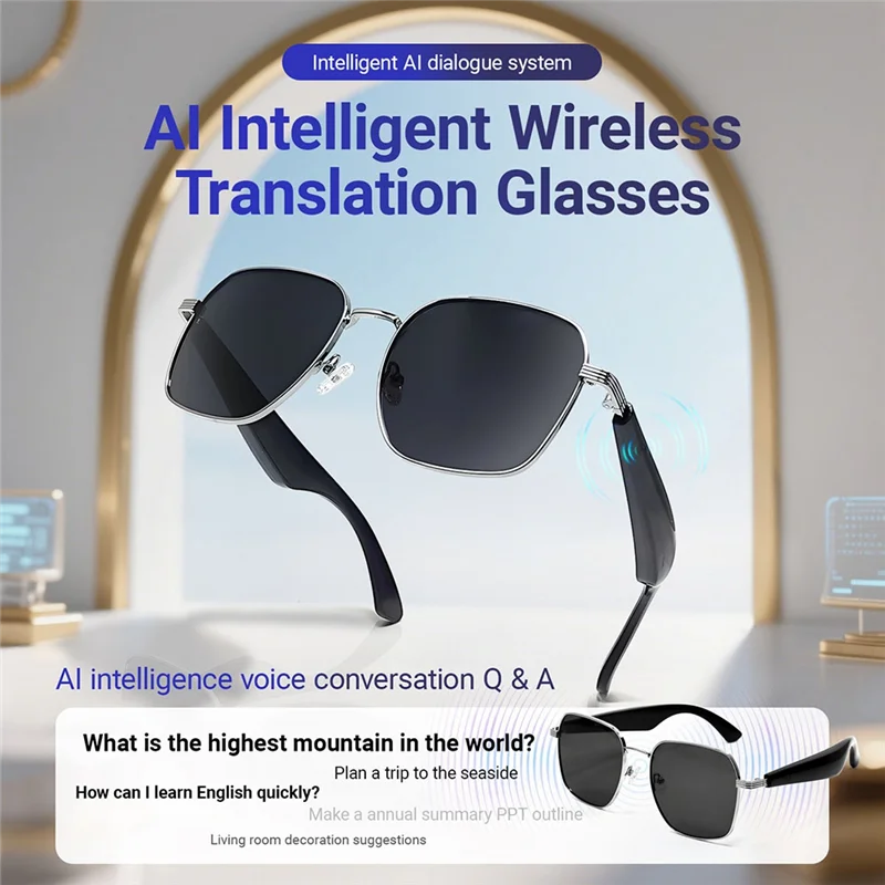 

Smart Sunglasses Glasses Music Glasses Outdoor Sports Waterproof Anti-UV Bluetooth Call AI Glasses For Men Women-AA85
