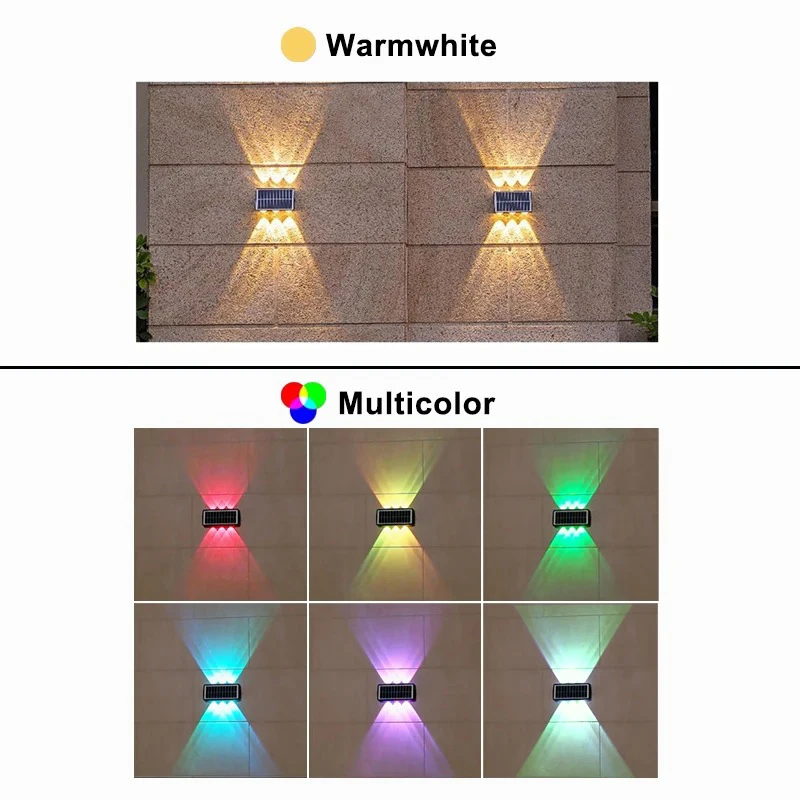 Imagem -06 - Solar Powered Impermeável Wall Spotlight Iluminação ao ar Livre Superior e Inferior Solar Powered Streetlight para Varanda Pátio Jardim Led Led 8led