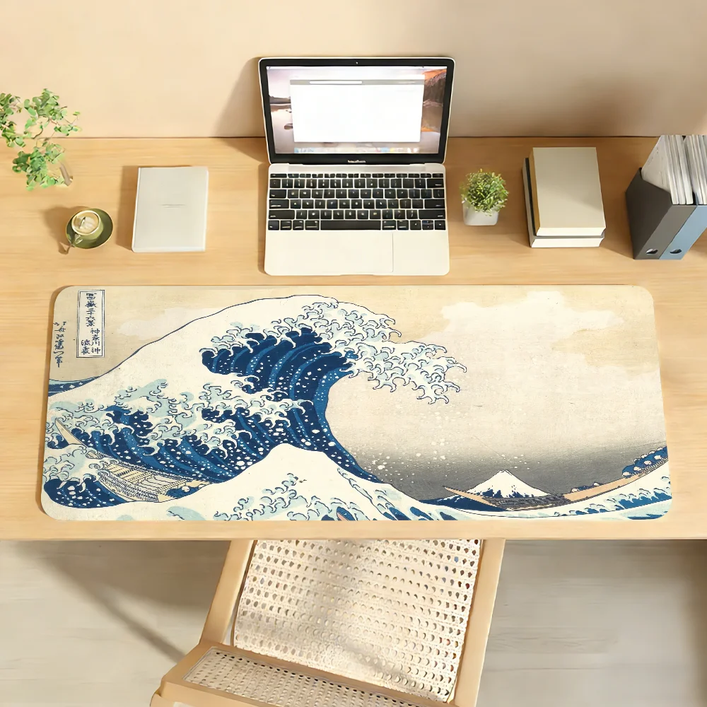 

Коврик для мыши Art U-Ukiyo-e, нескользящий, с фиксирующим краем, для ПК и ноутбуков, резиновый, для офиса, для клавиатуры, большой игровой коврик XXL