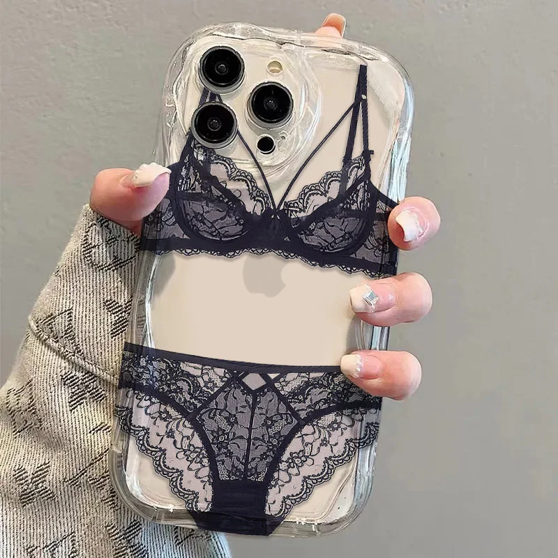 Sexy lace underwear 11 mobile phone case anti-drop iPhone11PROMAX unique 12MINI non-collision case 15PROMAX trend 8PLUS