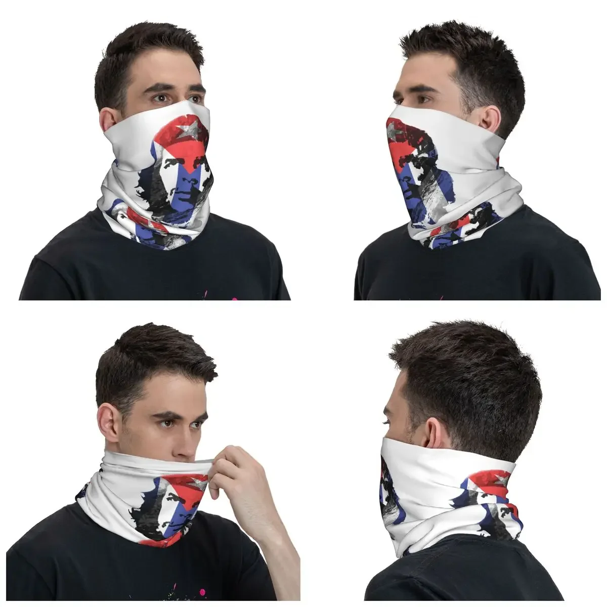 Che Guevara Cuba Flag Neck Gaiter Men Women Windproof Winter Cuban Revolution Bandana Scarf for Ski