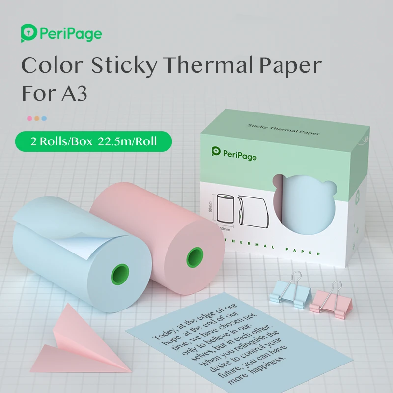 PeriPage A3 Official 80mm Thermal Printer Paper Label Sticker Color White 80*50MM For Pocket Mini Photo Printer Keep 10 Years