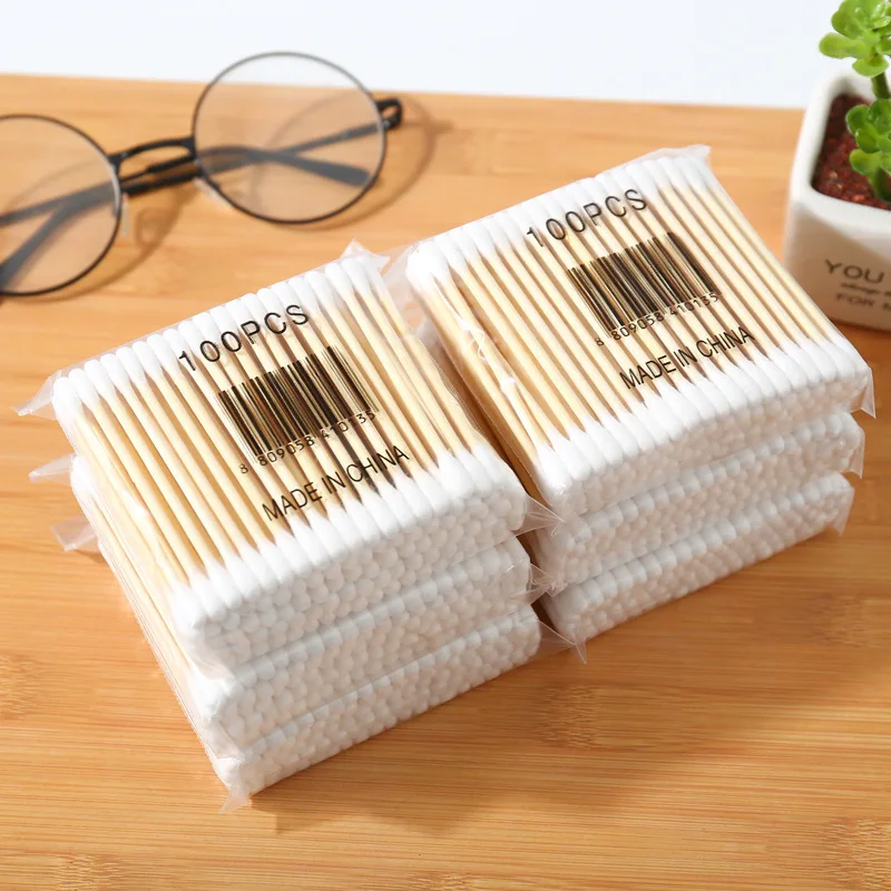 Double Head Wood Cotton Swab Women Makeup Cotton Buds Tip Wood Sticks Nose Ear Cleaning Health Care Tools  bastoncillos oidos