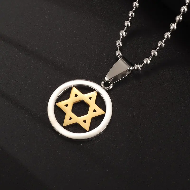 Simple Stainless Steel Jewish Star of David Pendant Hexagonal Star Necklace Men Jewelry Jerusalem Protection Amulet Jewelry