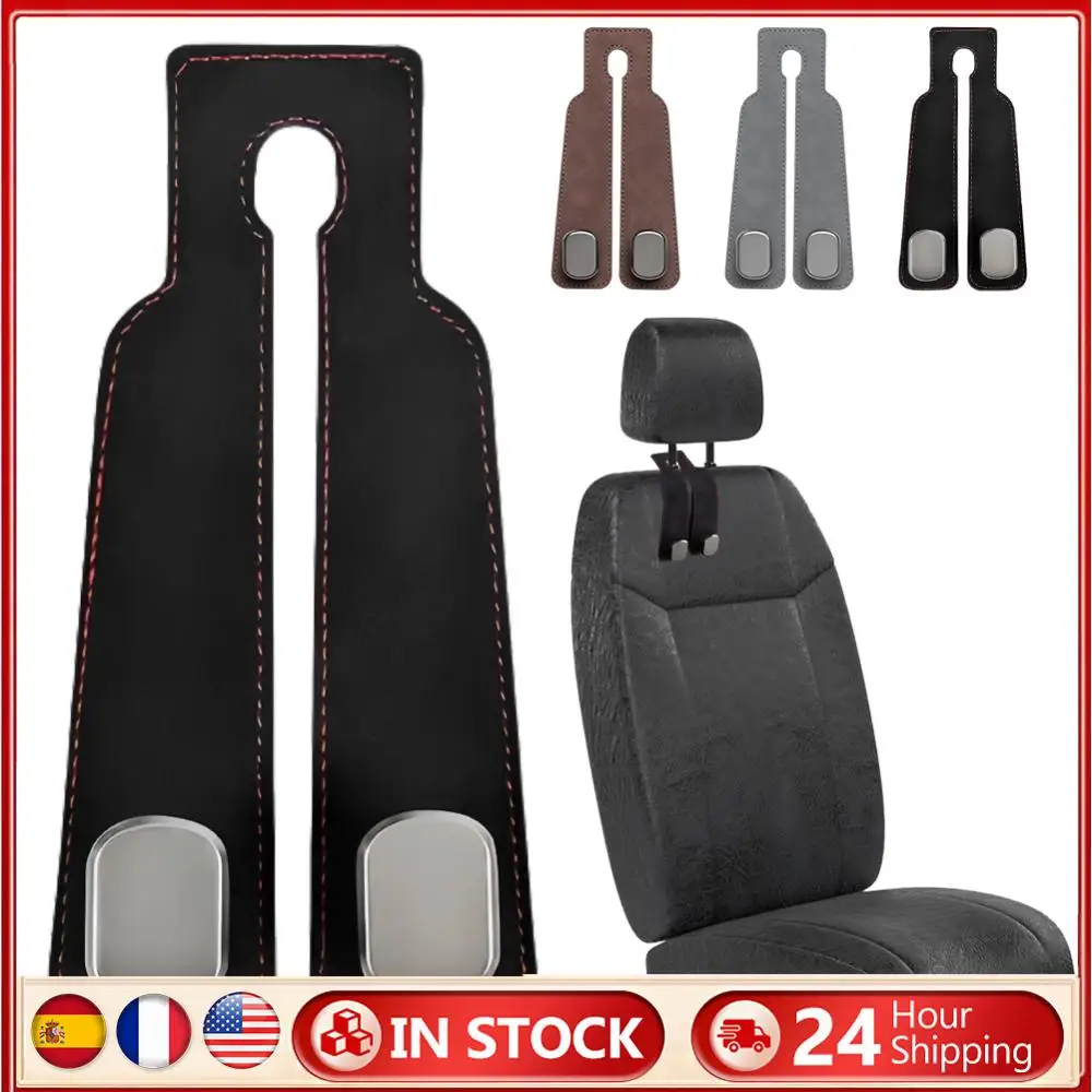 1/2Pcs Car Headrest Hook Premium Suede Rear Seat Hanging Dual Hook 20KG Large Load-Bearing Alloy Hook Hanger Universal