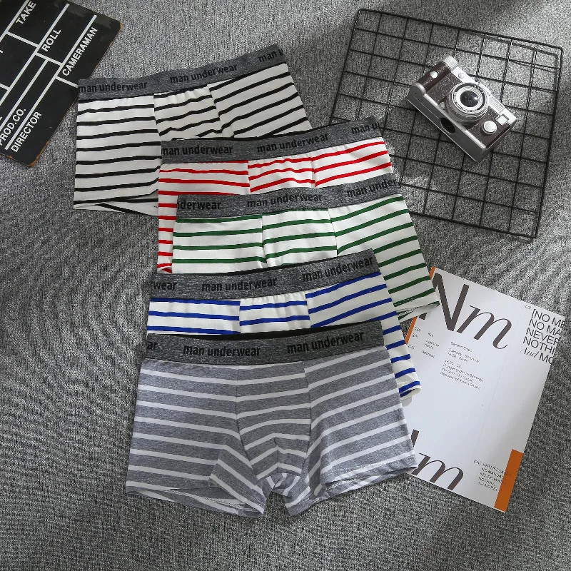 

Men's Sexy Flat Angle Pants, Cotton Men's Underwear, Soft, Comfortable, Breathable Underwear, Men's Boxer Ice Silk Stripes