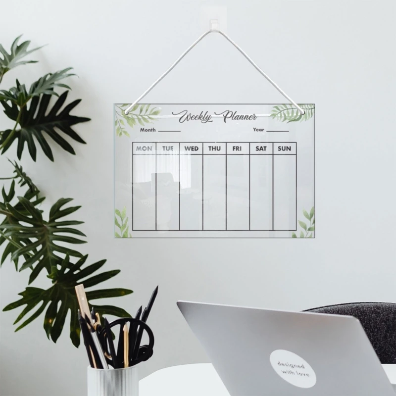 HX6A Planner Board Acrylic Dry Erases Board Hanging Planner Note Memo White Boards