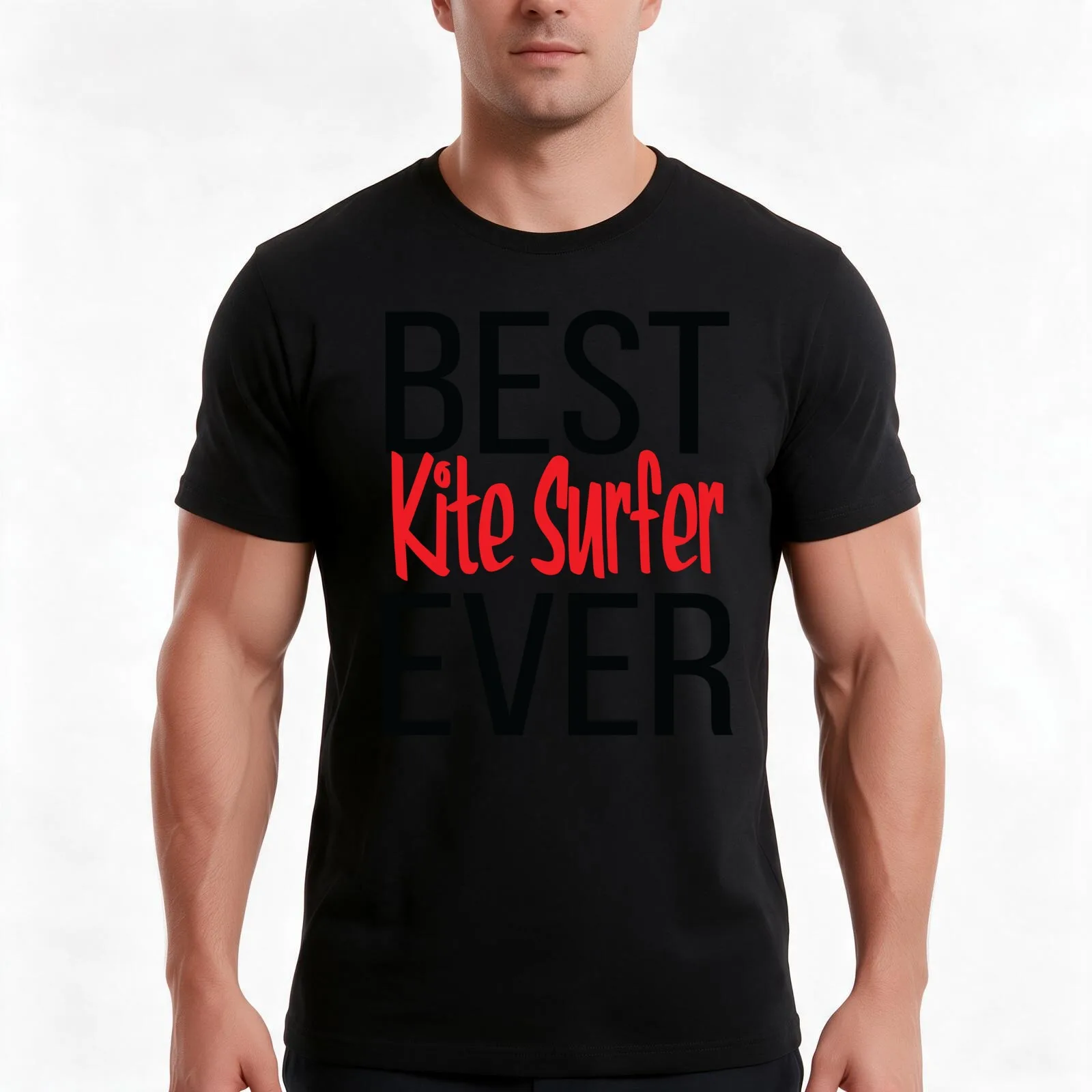 Best Kite Surfer Ever T-Shirt, Summer Casual Cotton Tee, Oversized Streetwear Tops, Vintage Graphic Print, Unisex Men Women