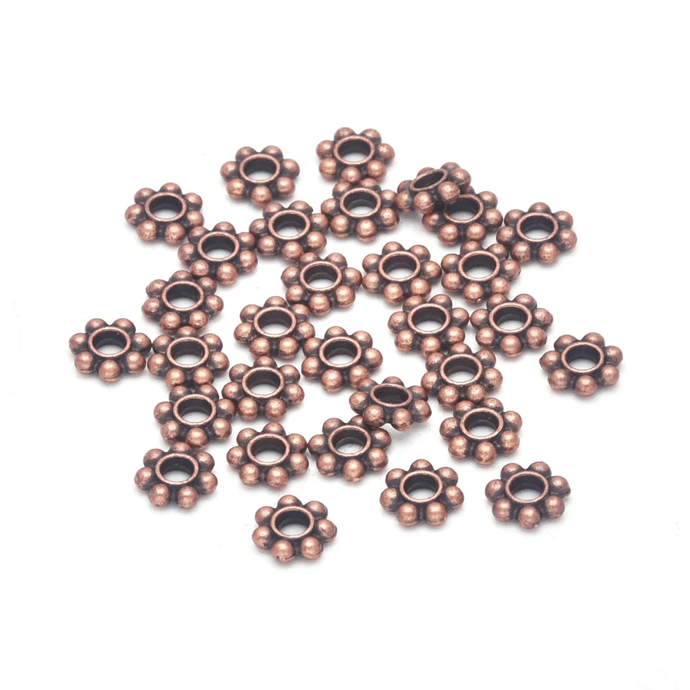 300 Stück 4/6mm Legierungs-Blumen-Abstandsperlen Gänseblümchen Metall-Schmuck-Abstandshalter für Armband- und Halsketten-Schmuckherstellung – Detail 3