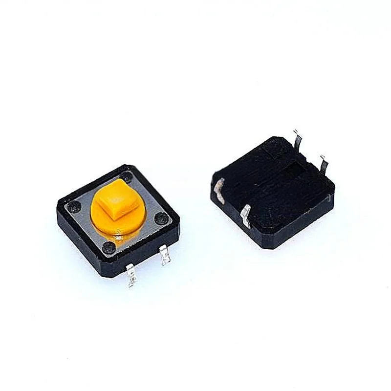 20 шт. тактильный переключатель с желтой головкой/черной головкой/микропереключатель/кнопочный тактовый переключатель 12*12*7,3 мм с квадратной головкой, вертикальный B3F-4055-L4