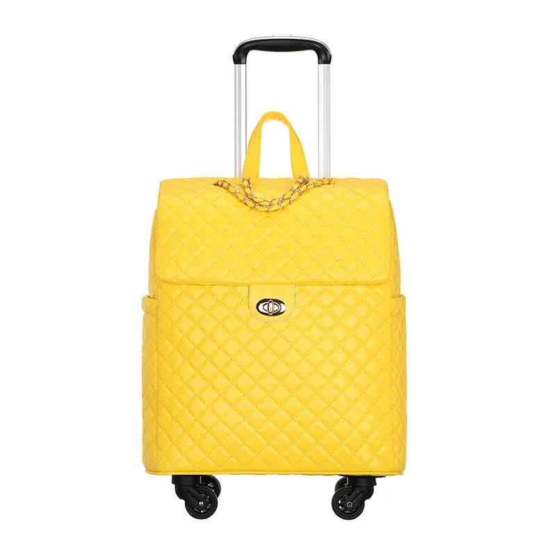 20 inch Fashion Trolley Bags Lightweight Argyle Travel bag PU Pull Rod Luggage Bag Zipper Boarding Suitcase Spinner Wheels