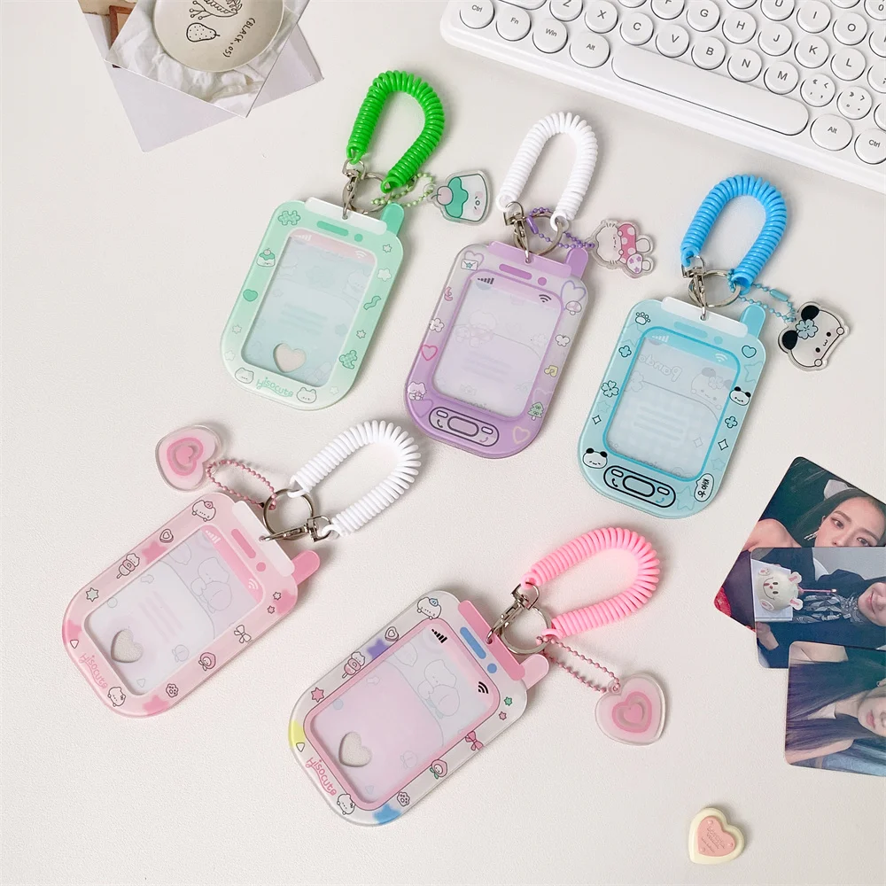 INS Style Kawaii Japanese Mini Mobie Phone Shape Card Holder for 3inch Photo Cute Work ID Card Protector for Girls Idol Card