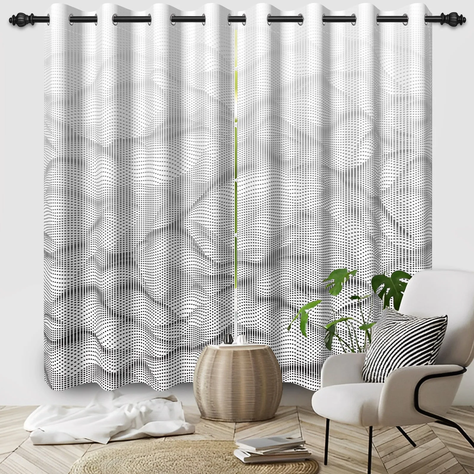 2pcs/set Modern Fine Stripes Window Curtain Lush Yarn Linen Farmhouse Bedroom Living Room Bar Decor Blackout Polyester Curtains