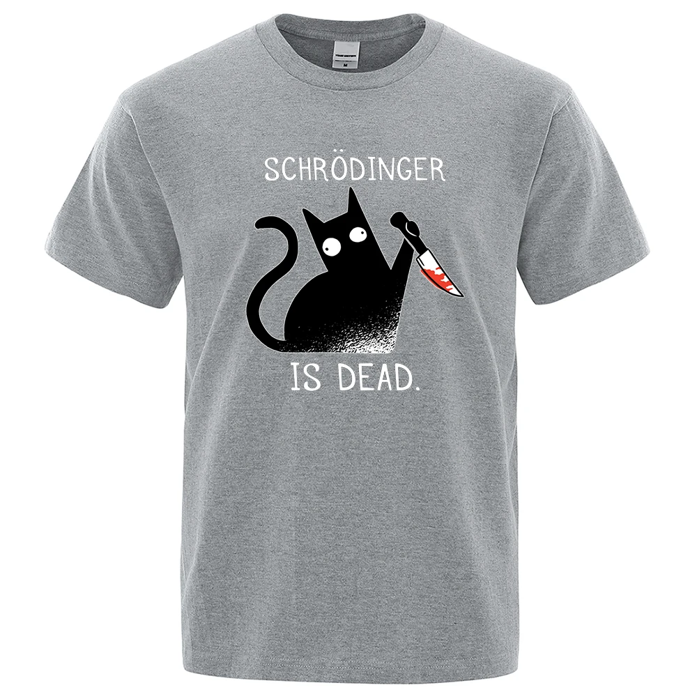 Schrodinger Is Dead Black Cat-Camiseta suave a la moda para hombre y mujer, camisetas de alta calidad, camisetas de gran tamaño, camisetas de calle de manga corta