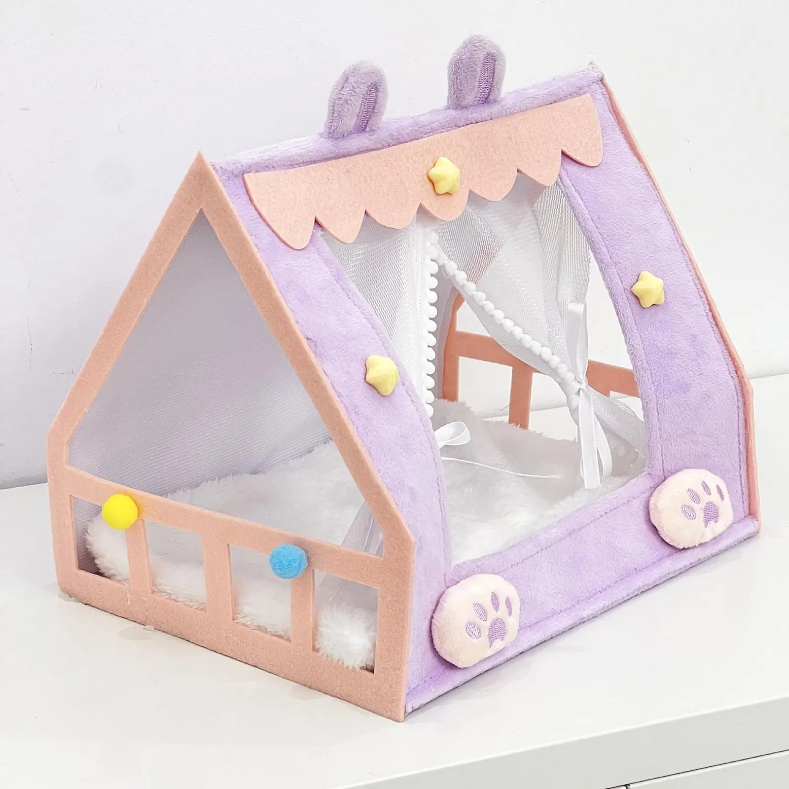 人形テントベッドポータブルかわいい快適デスクトップディスプレイミニチュア家具ドールハウスアクセサリーぬいぐるみフィギュア睡眠ベッド家庭用