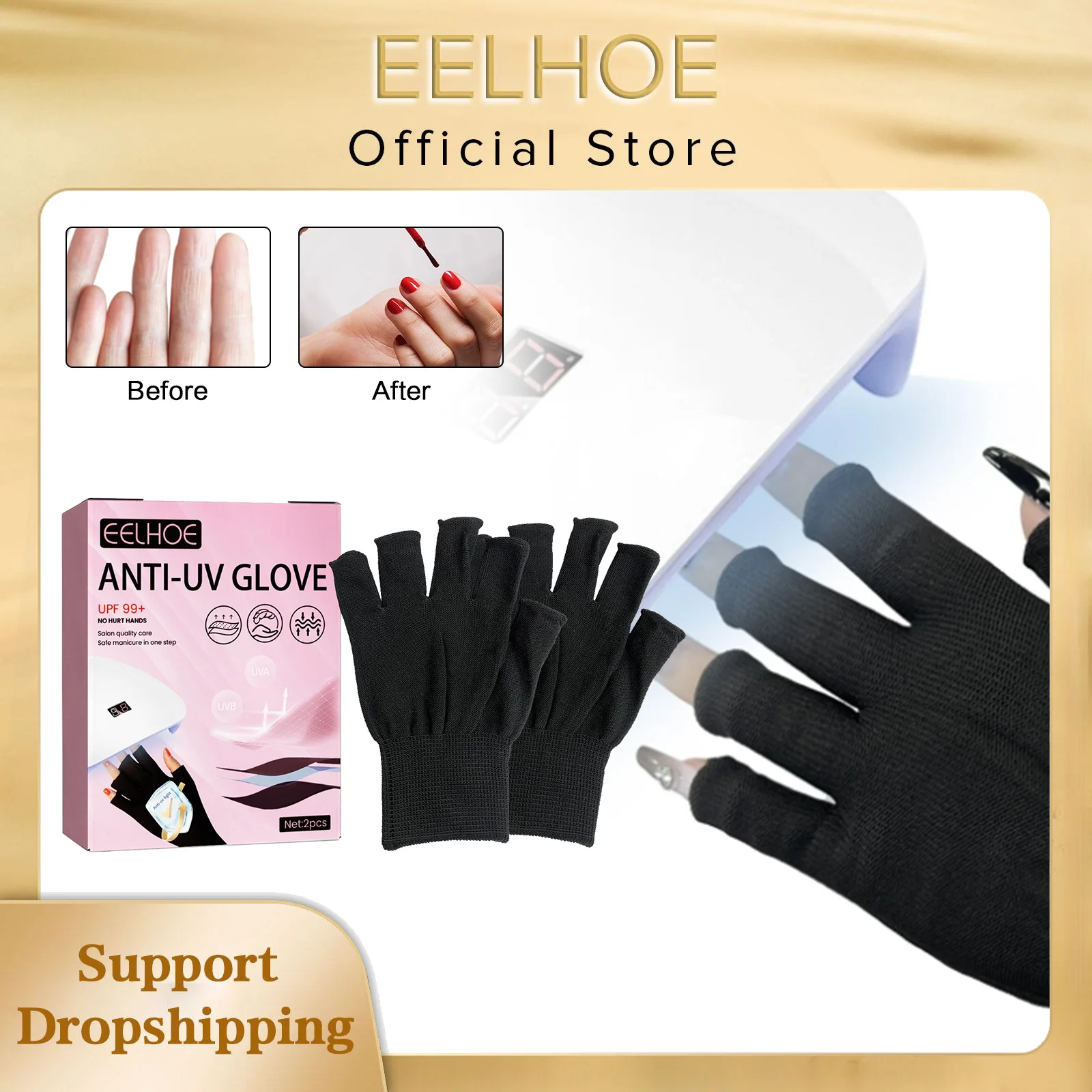 

EELHOE Uv Nail Protection Glove Manicure Uv Rays Nails LED Lamp Anti-Radiation Gloves Nail Art Tools Guard Nail Beauty Tools