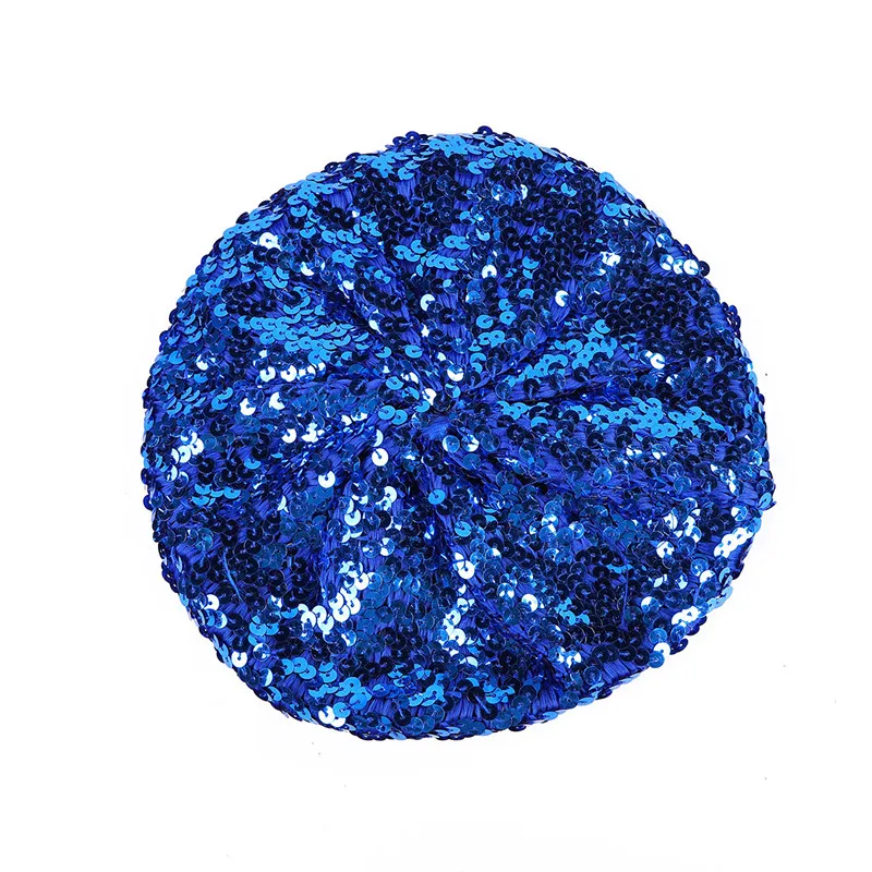 Bonnet à paillettes pour femme, chapeau de béret brillant, fête de carnaval, club, danse, rétro chic, uni