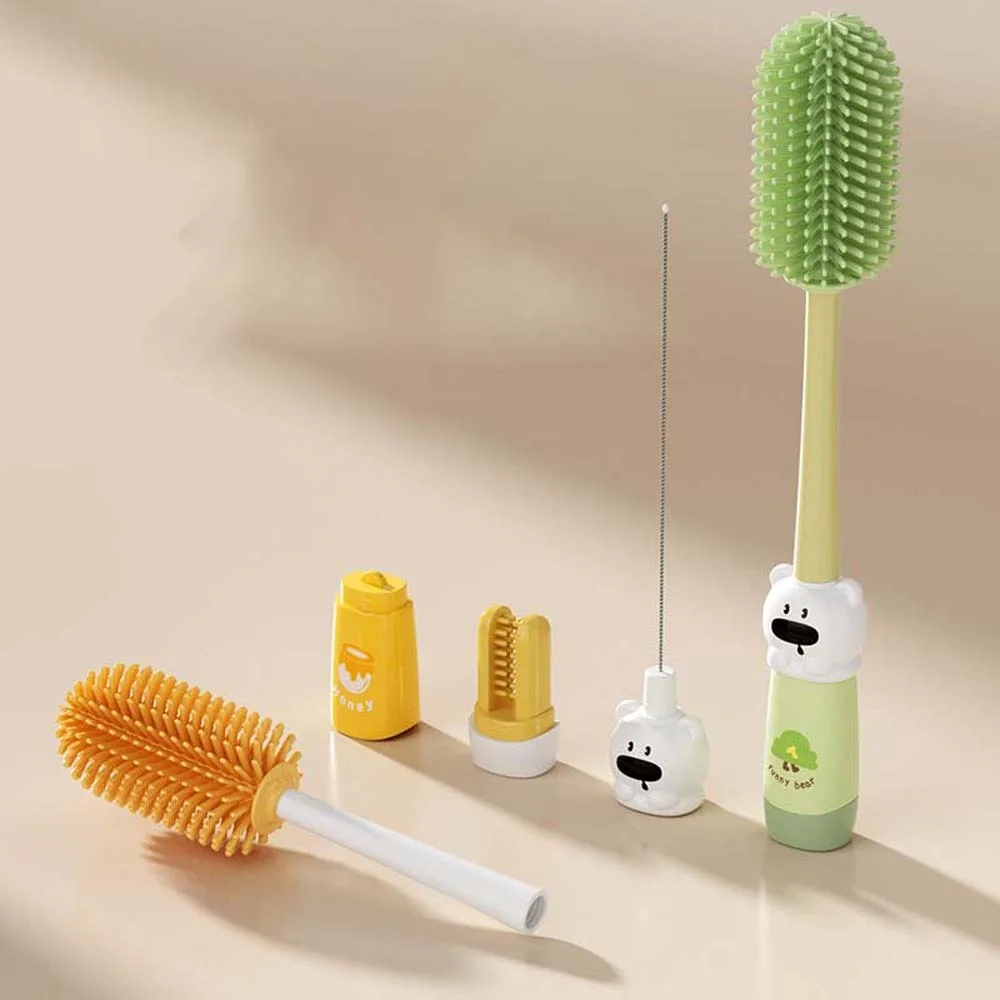

Easy To Clean ABS Bottle Cleaning Brush Set TPR PC Baby Nipple Brush Kit 304 Steel Green Glass Cup Washing Tool Outdoor