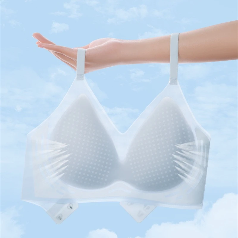 KUCLUT  Ice Silk Seamless Underwear Women's Small Breast Gathering Wireless Breast-Reducing Cooling Beautiful Back Bra