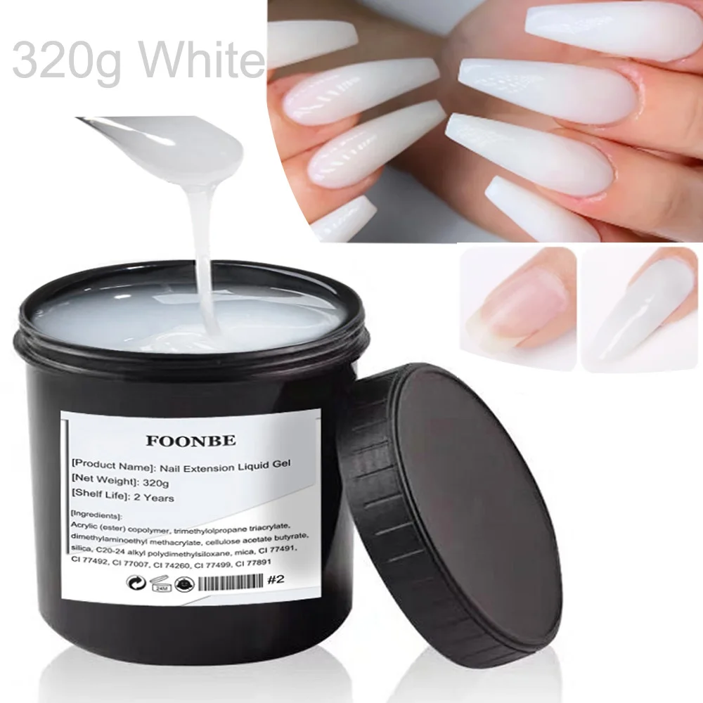 

FOONBE 320g White Builder Nail Extension Gel Self Leveling Nails Quick Building Clear Pink Nude Nail Tips UV Led Gel Soak Off