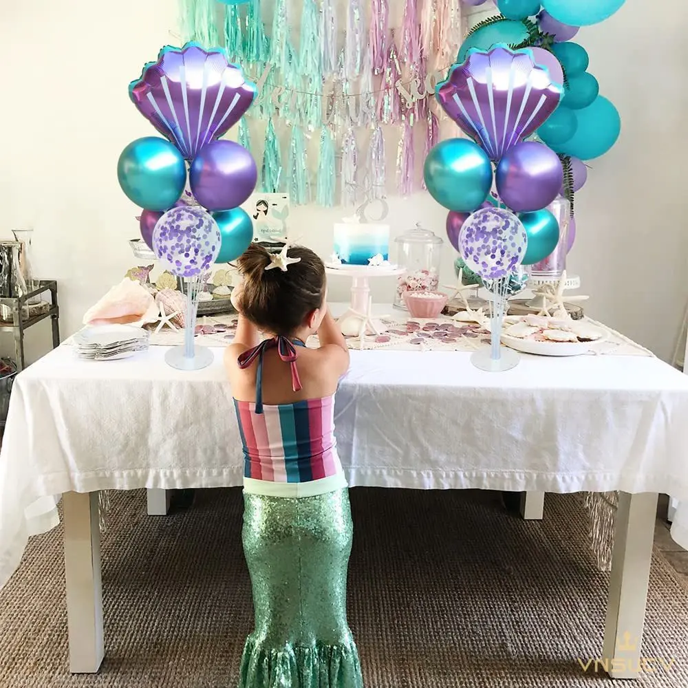 Mermaid background cloth mermaid balloon set mermaid colorful sequins paper scraps mermaid 87 piece balloon set