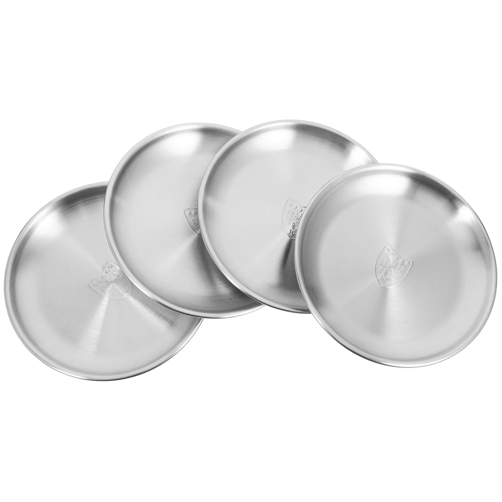 

4 Pcs Serving Camping Plate Reusable Safe Stainless Steel Tray Retro Dish Vintage Toddler Fish Platter