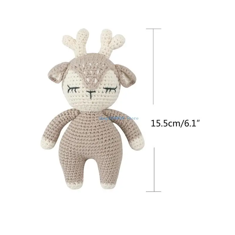 Boneca crochê para animação artesanal bebê malha malha sonolenta veado fofo animal pelúcia infantil para meninos e 6,1