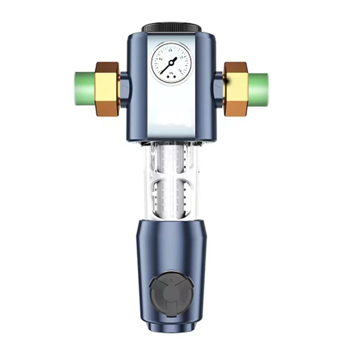 Pré-filtro de limpeza a quente com manômetro 360 °   Sistema de filtragem de retrolavagem de alta pressão Filtro reutilizável para toda a casa D