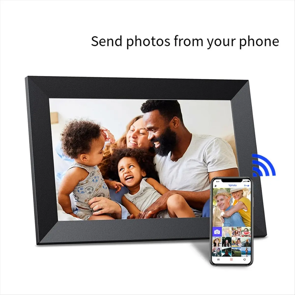 A69Z Digital Picture Frame 10.1 Inch 32GB WiFi Photo Frame IPS Touch-Screen Rotation Photo Sharing Via APP A EU Plug