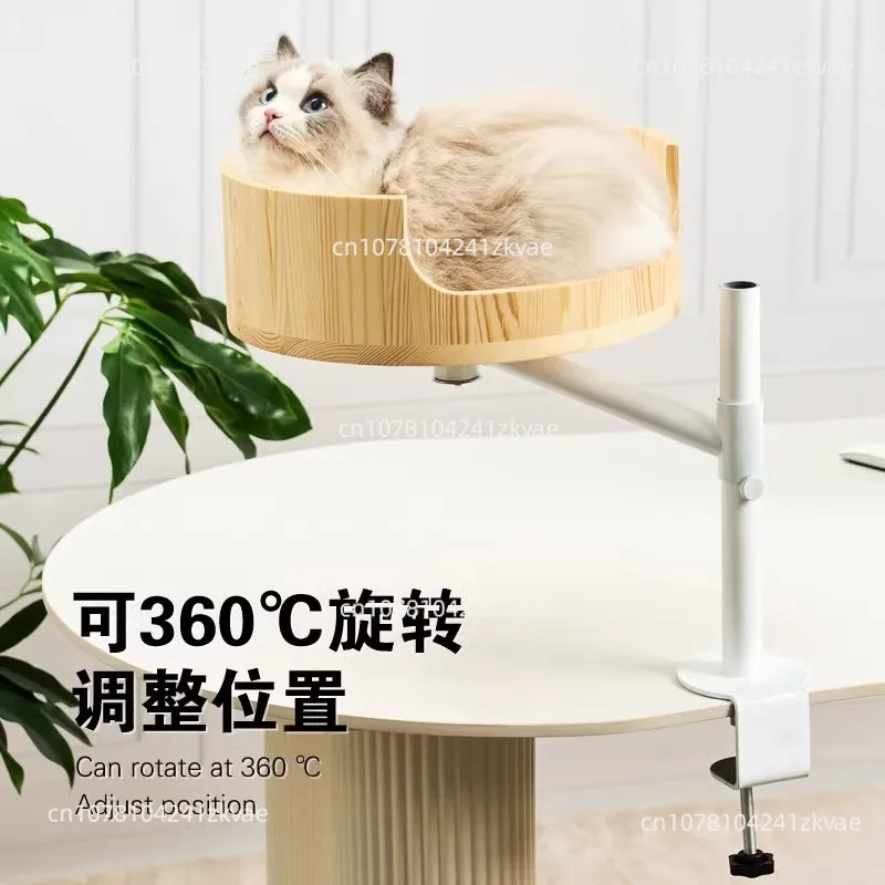 Table top cat nest desk game table desk floating solid wood cat bed does not occupy an area and can be fixed