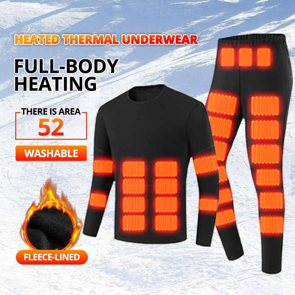 Новое нижнее белье с подогревом, зимнее термобелье для мужчин, 52-зонная куртка с подогревом, аксессуары для зимних видов спорта, оборудование с электрическим подогревом Новое нижнее белье с подогревом, зимнее термобелье для мужчин, 52-зонная куртка с подогревом, аксессуары для зимних видов спорта, оборудование с электрическим подогревом