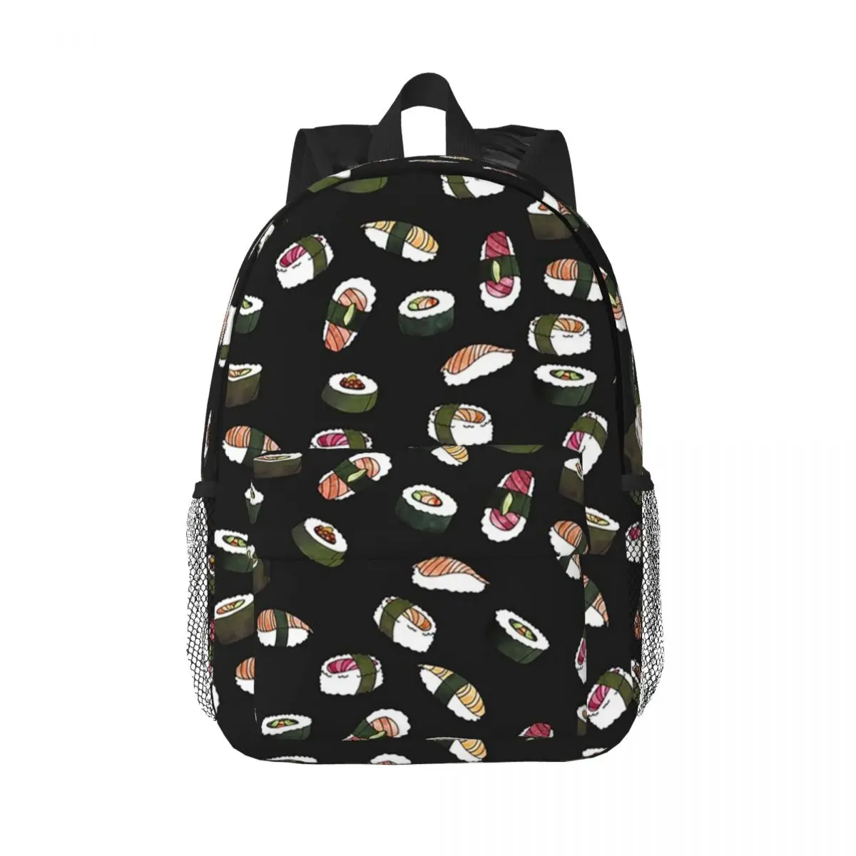 

SUSHI (on Black) Backpacks Boys Girls Bookbag Cartoon Students School Bags Laptop Rucksack Shoulder Bag Large Capacity