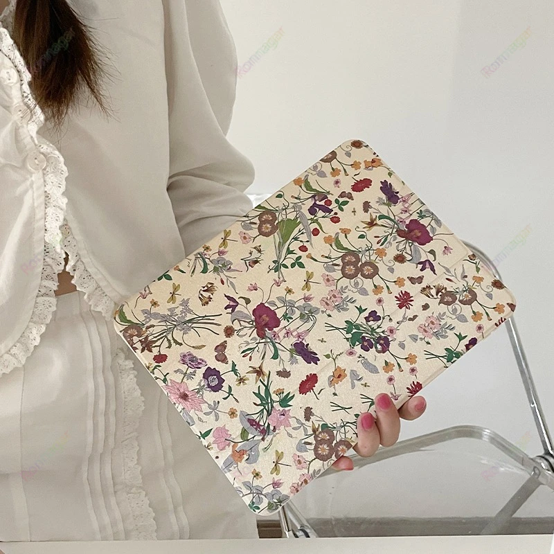 2026 New Flower Case for iPad A16 11th 10th Gen for iPad Air11 M2 M3 Pro11 M4 M5 Air4 5 10.9 inch 9th 10.2/10.5/9.7/12.9/13 inch