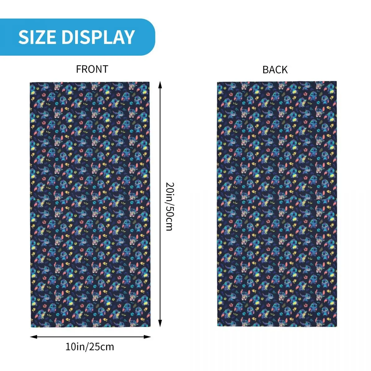 Custom Cute Stitch Pattern Bandana Neck Warmer Men Women Winter Ski Hiking Scarf Gaiter Disney Anime Face Cover