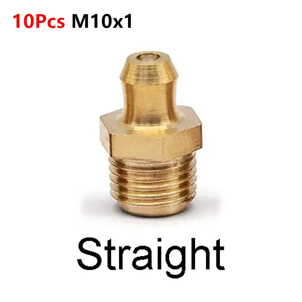 10Pcs M4-M20 Brass Grease Nipple Brass Straight 45 Degree 90 Degree Grease Zerk Nipple Flat Smooth Mouth Thread Fitting