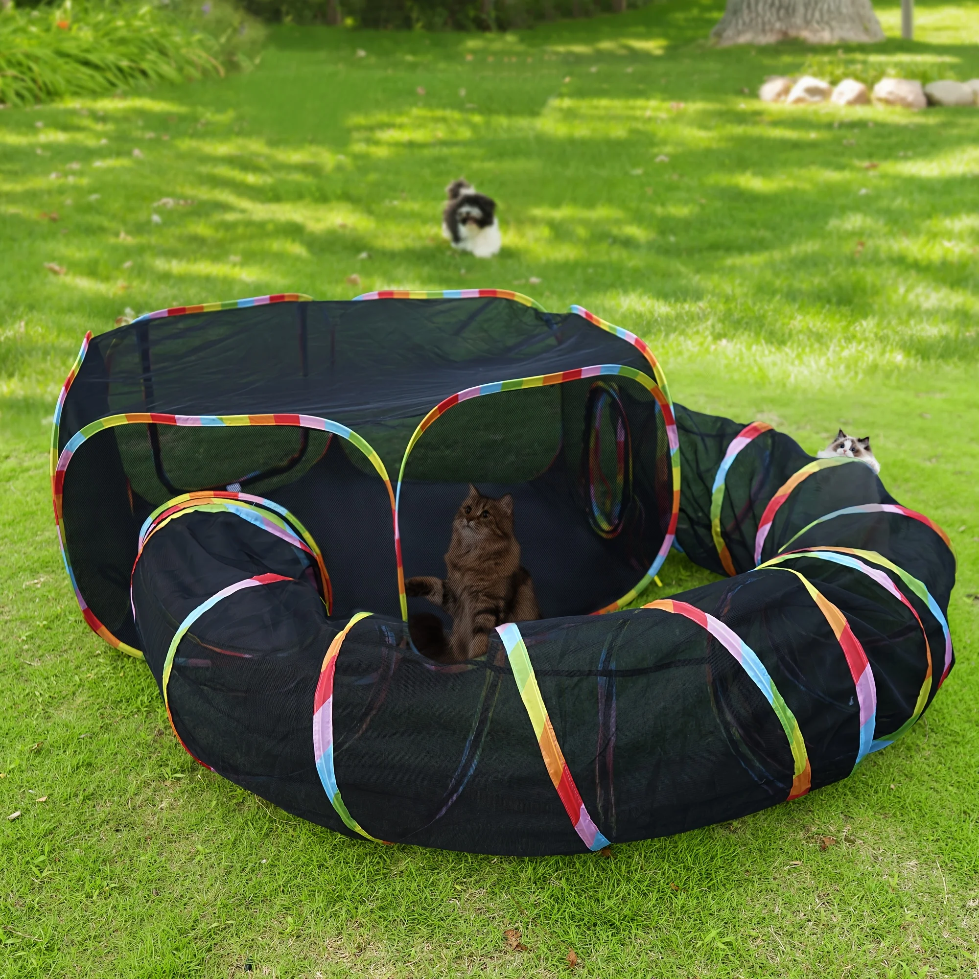 

Outdoor Cat Enclosure - Portable Catio Outdoor Cat Tent - Cage Free Outside Cat Playpen Pet Enclosure - Enclosed Cat Run - Cat Tunnel Outdoor Cat Tunnels for Indoor Cats & Small Animals