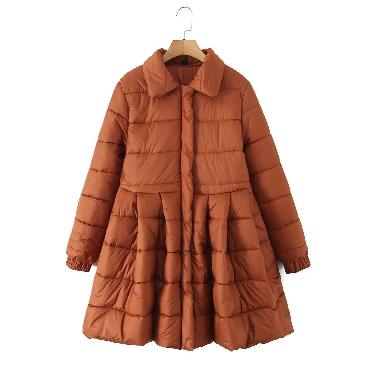 

ZAB Autumn New Women's Faion Design Cotton Dr Umbrella Hem Girl's Dr Long Sve Street Sle Versatile Cotton Coat
