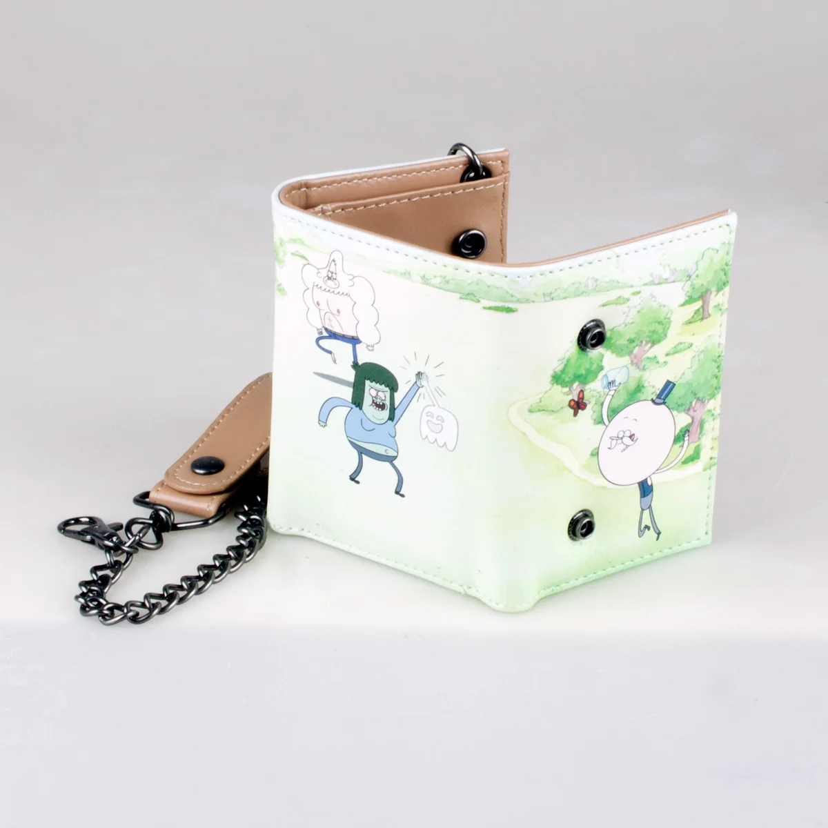 Porta carte d'identità con porta carte in rilievo alla moda con catena tripla stampata di alta qualità