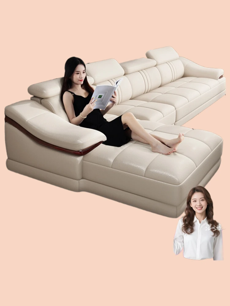 

Кожаный диван первого слоя из воловьей кожи, современный легкий роскошный диван для гостиной, домашнего размера, угловой диван для квартиры, комбинация принцессы