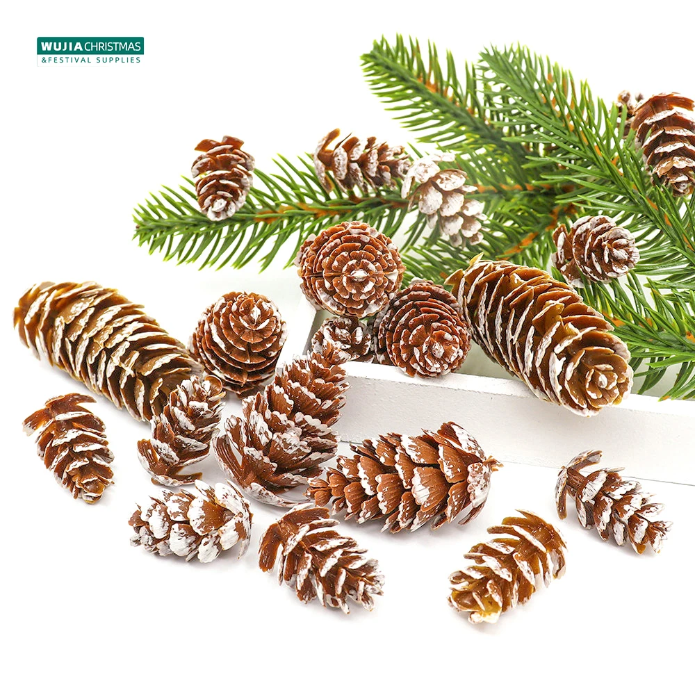 24 Stücke Weihnachten Gefälschte Tannenzapfen Weihnachtsbaum Hängende Ornament Blumen Kränze Anhänger für Festival Hochzeit Party Geschenk Navidad Natal – Detail 6