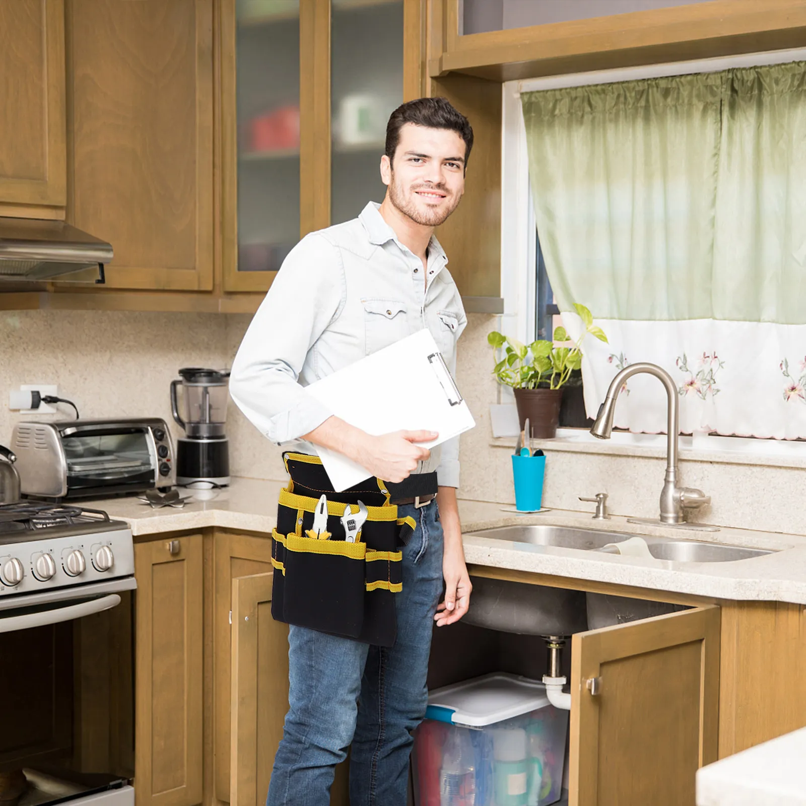 1Pcs Tool Waist Bag Large Capacity Thicken Maintenance Belt Bag Scientific Design Multiple Pockets for Electricians Contractors