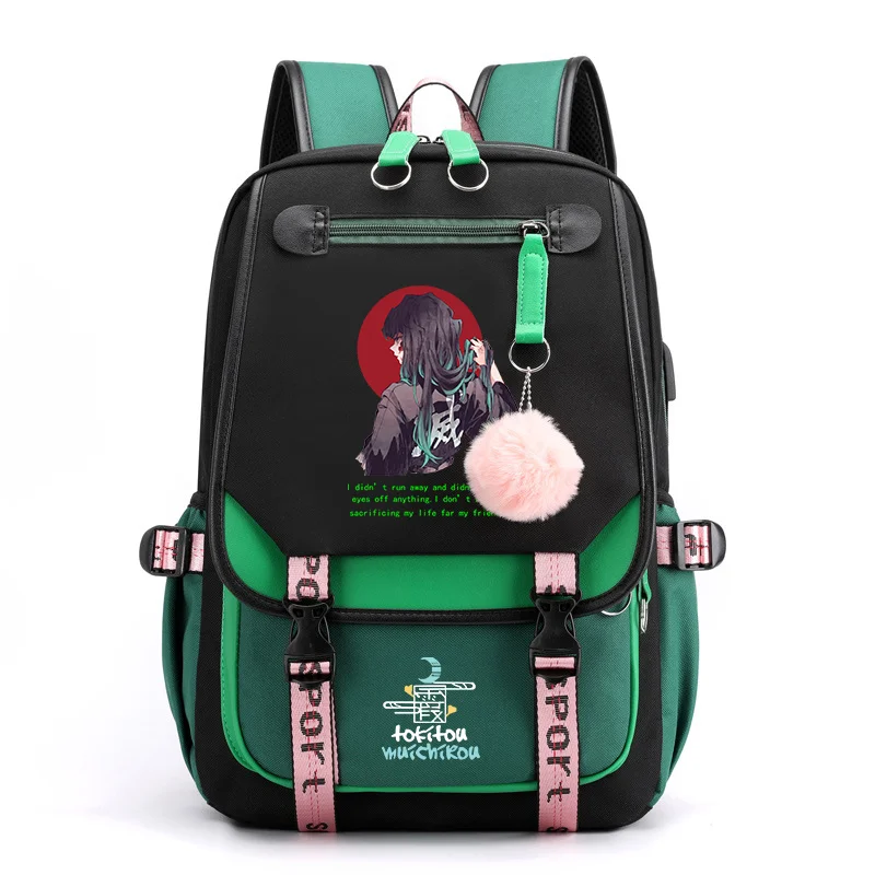 Anime Tokitou Muichirou Cooler Rucksack Teenager Mode Straße USB Rucksack Tokitou Muichirou Rucksack Große Kapazität Rucksack