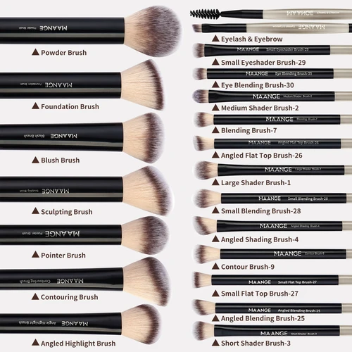 Imagen 2 del producto MAANGE 20 unids/set brocha de maquillaje en polvo sombra de ojos base contorno de cejas mezcla cosméticos herramientas de belleza con bolsa de viaje