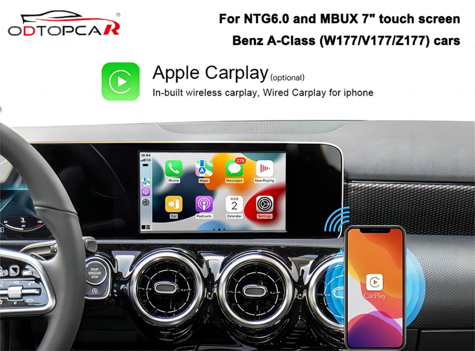 

Wireless Car Play Adapter for Mercedes A-Class W177 V177 Android Auto Upgrade Apple CarPlay Mirroring Android 13 System Stereo