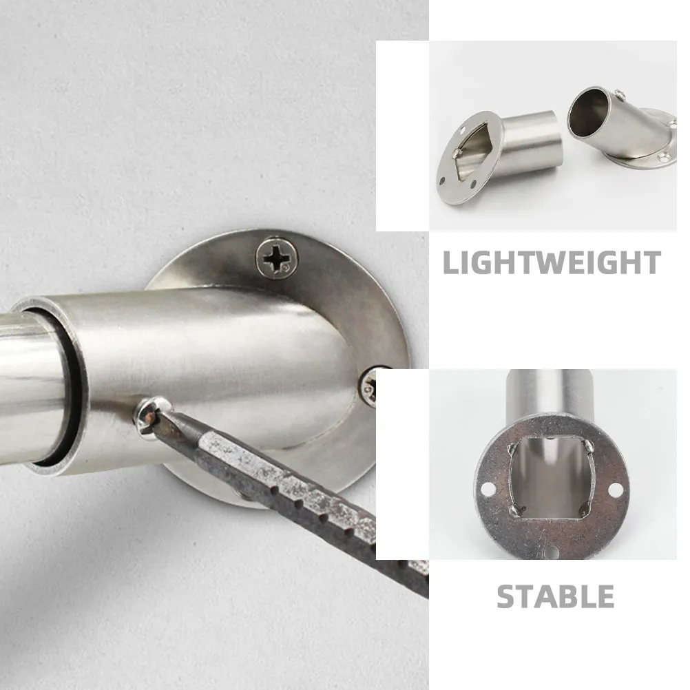 4Pcs Flange Rod Holder Brackets for Closet Pole Shower Curtain Towel Rods Space Saving Corner Construction Stable Hanging