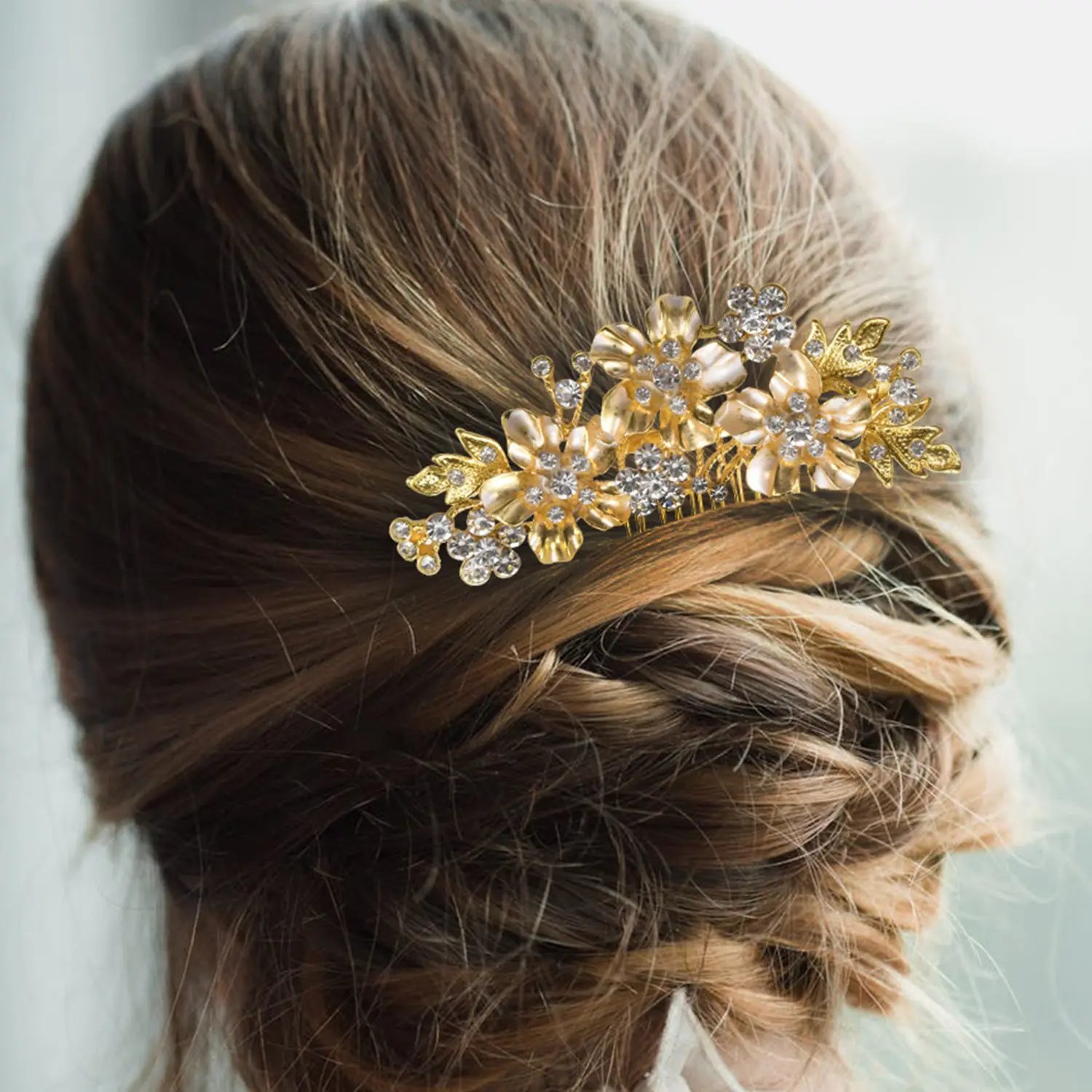 APB-Wedding Bridal Hair Combs Vintage Imitation Crystal Hairpins Prom Jewelry Gold Silver Flower Pattern Hair Accessories Pins W