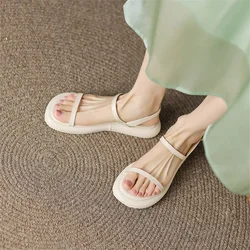 New 2023 Summer Sandals Shoes for Women Round Toe Low Heel Sandals Roman Shoes Open Toe Women Sandals Zapatos Mujer Flat Shoes