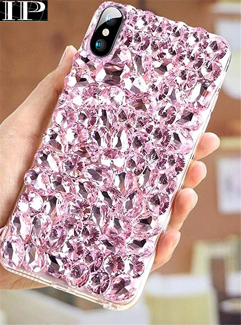 

Phone Case Bling Crystal Diamond Rhinestone 3D Colorful Stones Back Cover for IPhone14 15 12 13 14 Mini Pro Max XR X 7 8 Plus